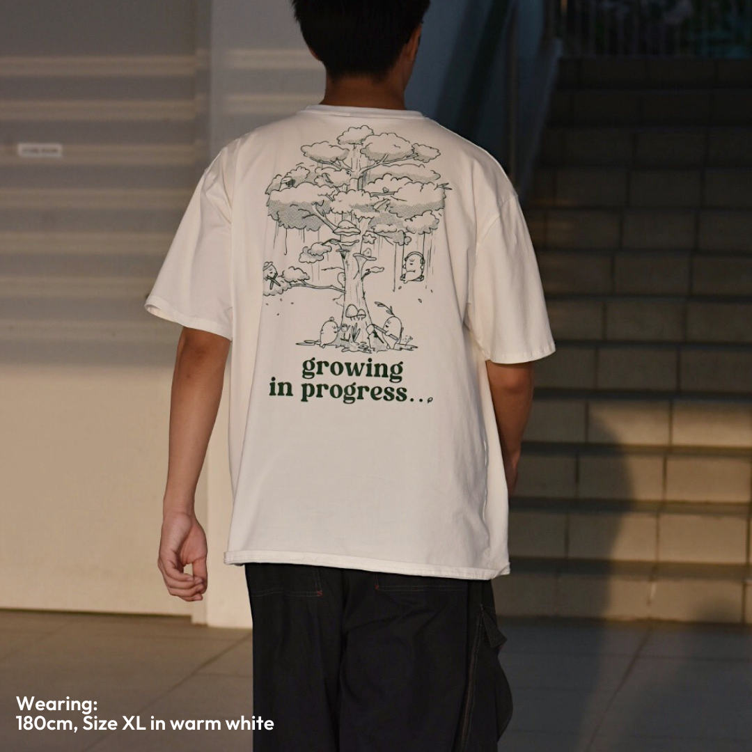 Growing in Progress Oversized Tee - Warm White