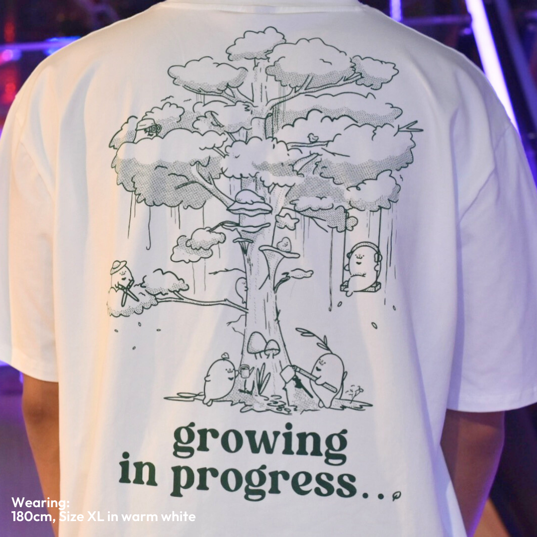 Growing in Progress Oversized Tee - Warm White