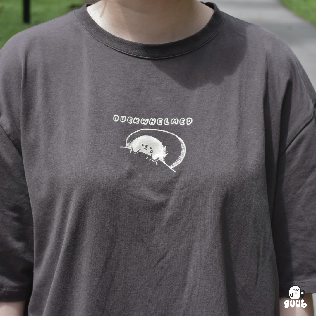 Overwhelmed Oversized Tee - Charcoal Brown