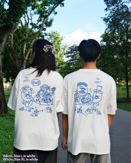 Bestea Oversized Tee (Tea Spiller/Sipper) - White