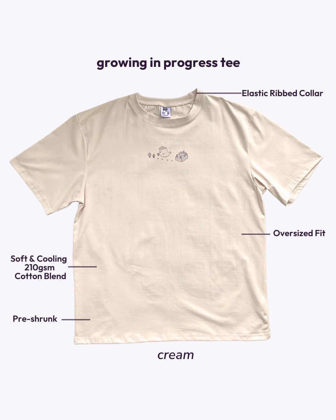 Growing in Progress Oversized Tee - Cream
