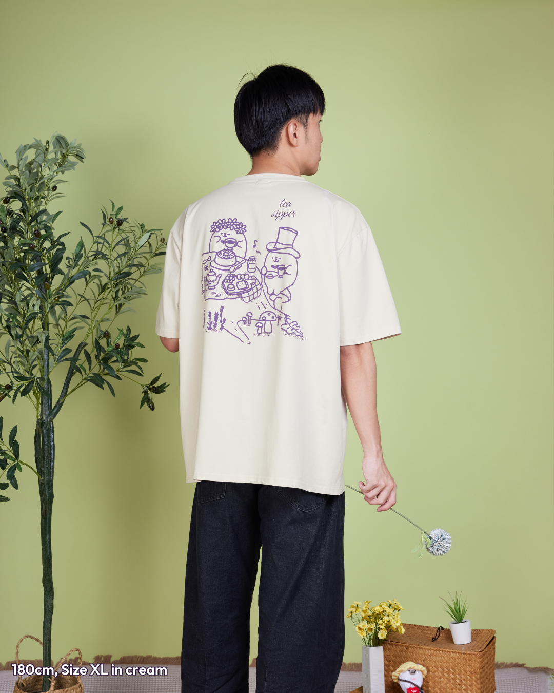 Bestea Oversized Tee (Tea Spiller/Sipper) - Cream