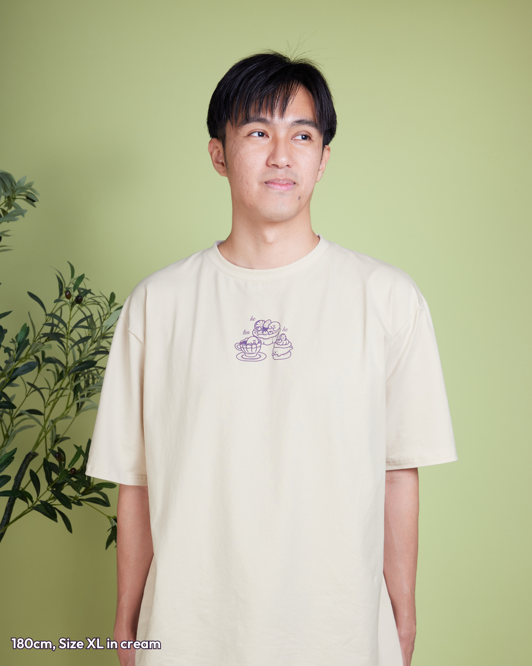 Bestea Oversized Tee (Tea Spiller/Sipper) - Cream