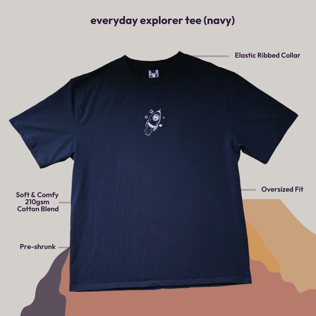 Everyday Explorer Oversized Tee - Navy