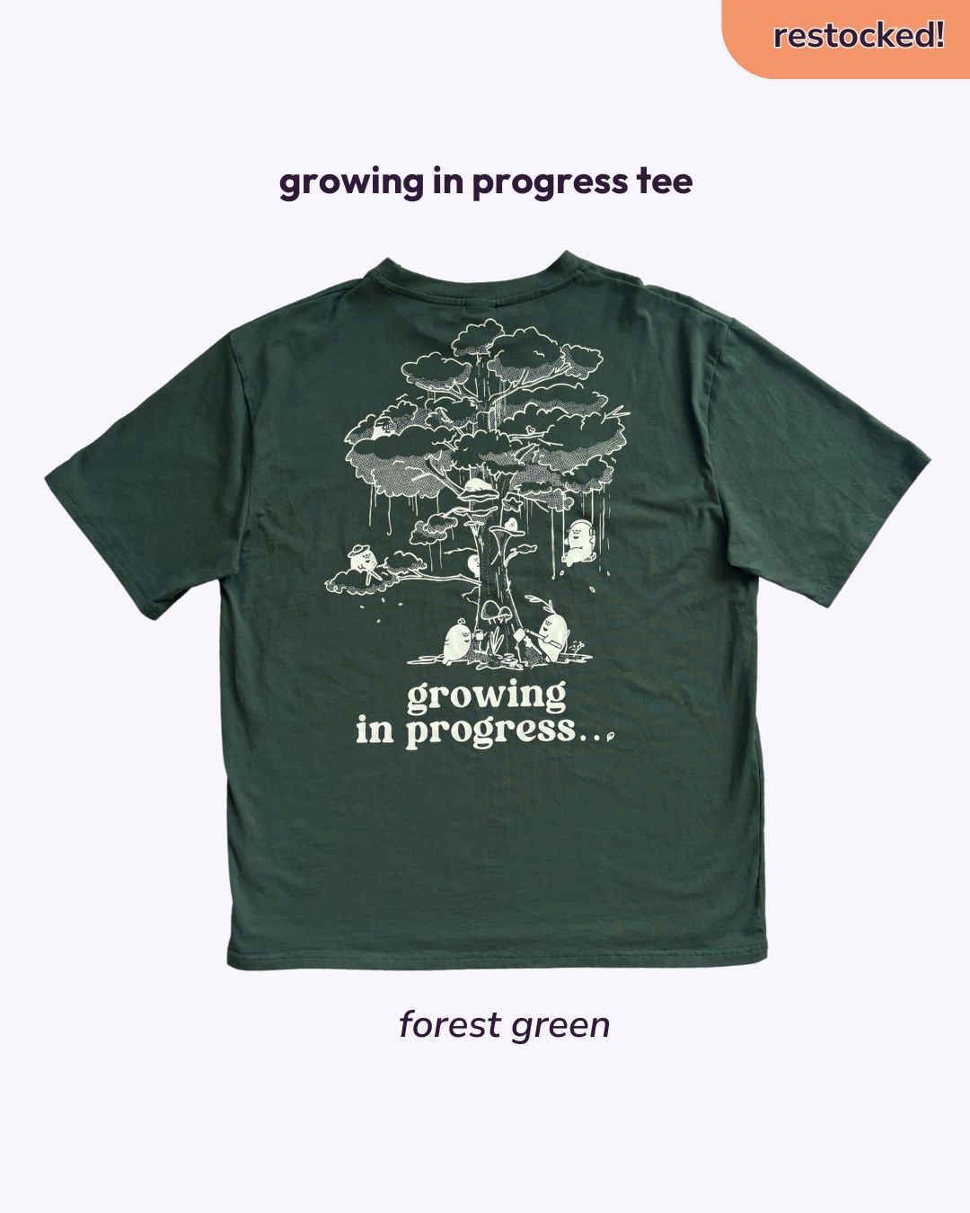 Growing in Progress Oversized Tee - Forest Green