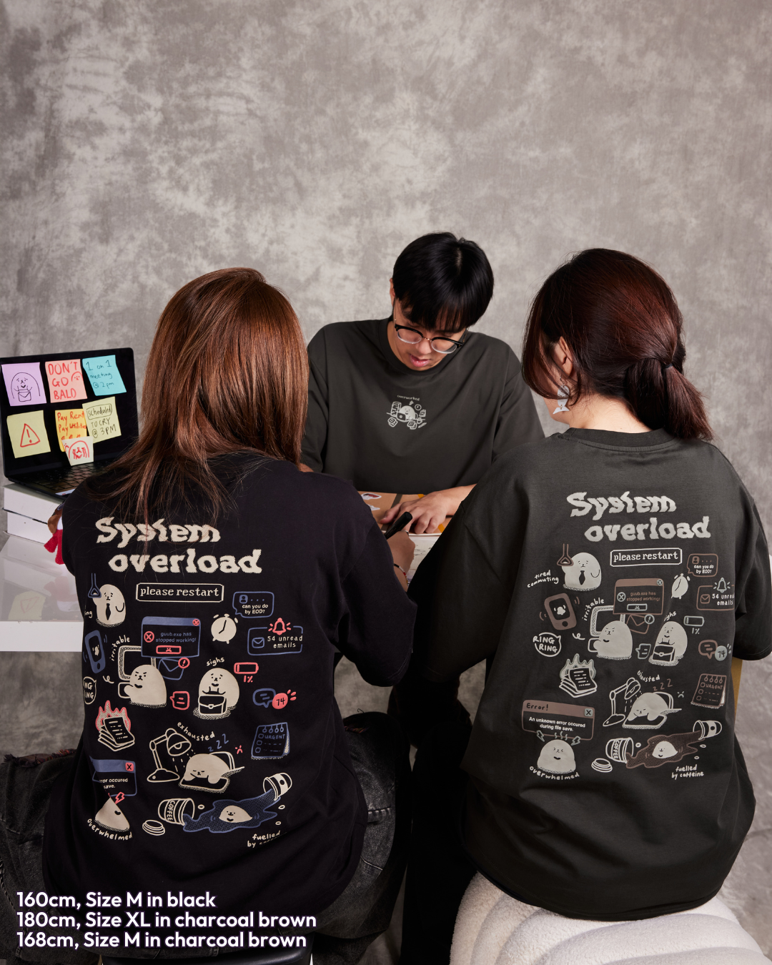Overworked Oversized Tee - Charcoal Brown