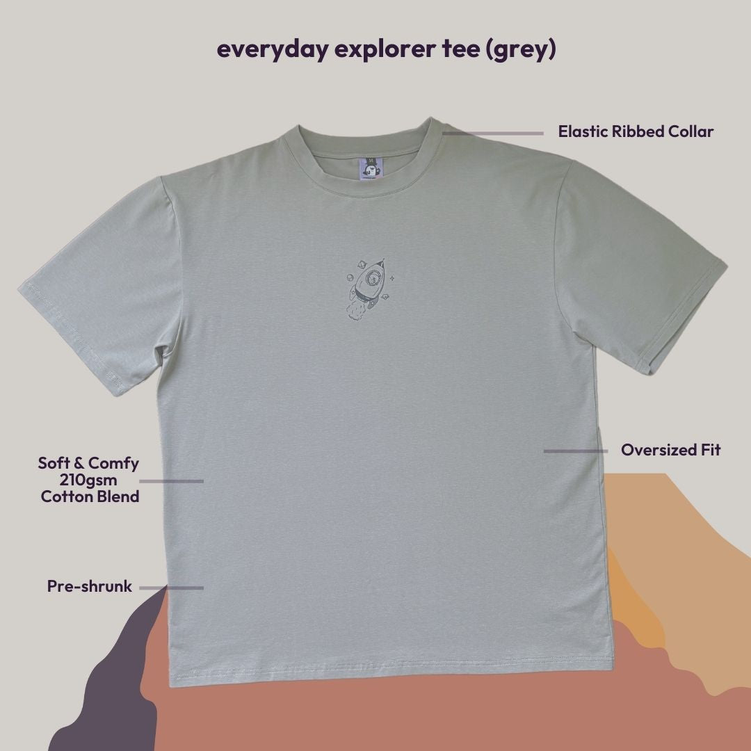 Everyday Explorer Oversized Tee - Grey