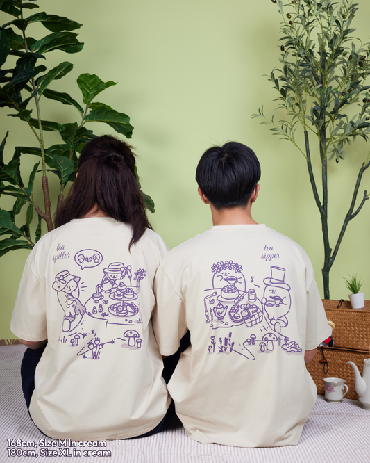 Bestea Oversized Tee (Tea Spiller/Sipper) - Cream