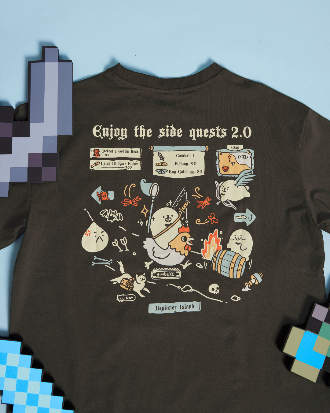 Enjoy The Side Quests 2.0 Tee - Charcoal Brown