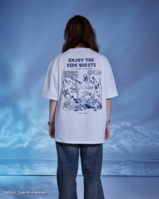 Enjoy The Side Quests Oversized Tee - White