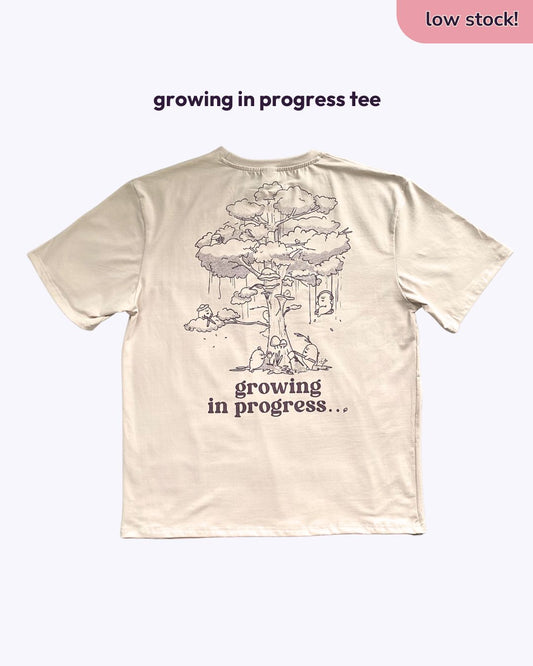 Growing in Progress Oversized Tee - Cream