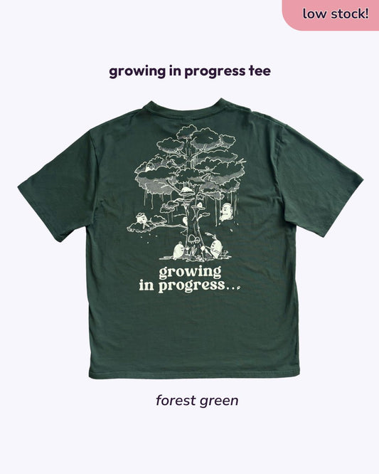 Growing in Progress Oversized Tee - Forest Green