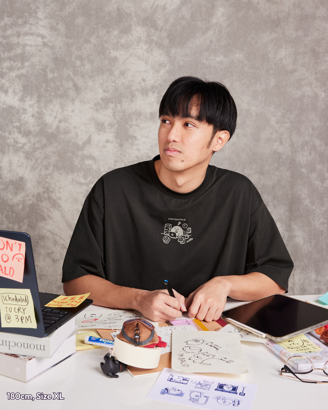 Overworked Oversized Tee - Charcoal Brown