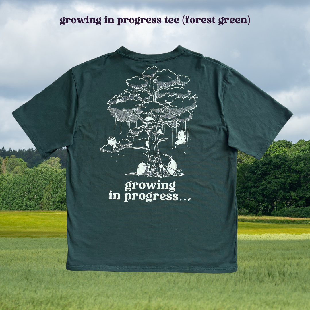 Growing in Progress Oversized Tee - Forest Green