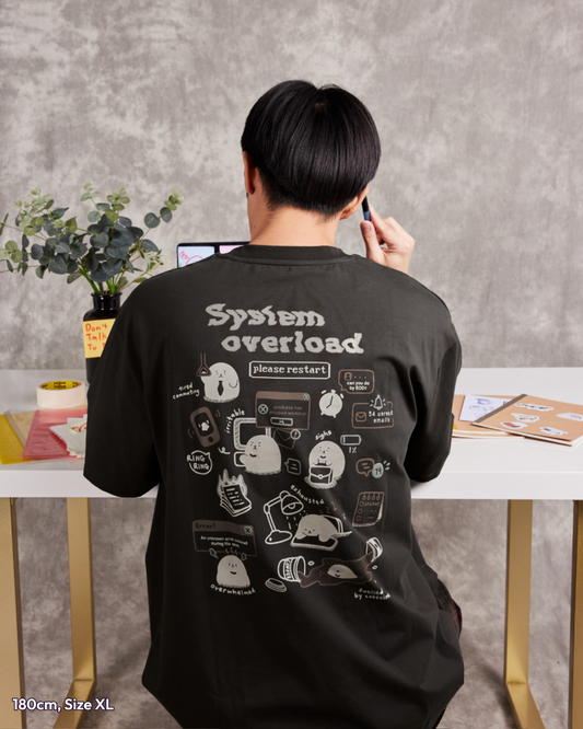 Overworked Oversized Tee - Charcoal Brown