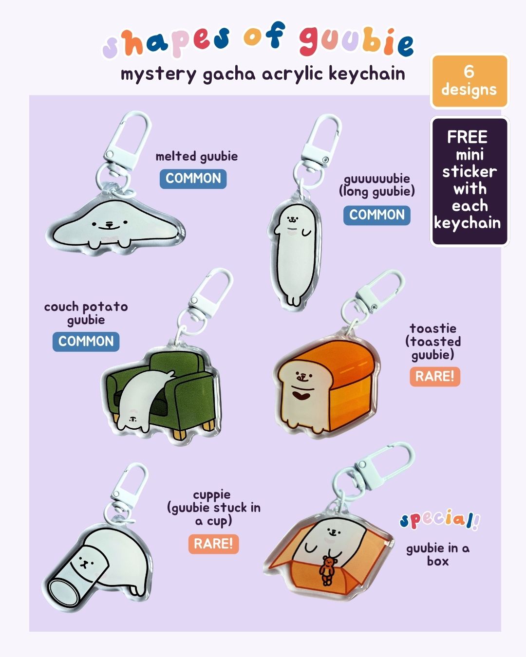 Shapes of guubie mystery blind bag keychain